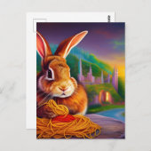 Carte Postale Lapin Avec Une Plaque De Spaghetti (Devant / Derrière)