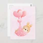 Carte Postale Lapin bébé mignon dans une couverture en forme de  (Devant / Derrière)