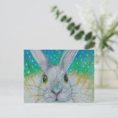 Carte Postale Lapin blanc dans la neige ! (Debout devant)