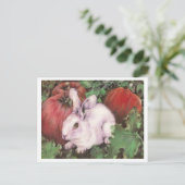 Carte Postale Lapin blanc dans le patch Citrouille (Debout devant)