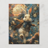 Carte Postale Lapin blanc en retard (Devant)