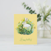 Carte Postale Lapin blanc et fleurs (Debout devant)