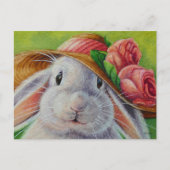 Carte Postale Lapin blanc lapin dans l'art d'aquarelle Bonnet pr (Devant)