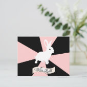 Carte Postale Lapin blanc, rose, noir et blanc (Debout devant)