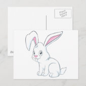 Carte Postale Lapin blanc souriant (Devant / Derrière)