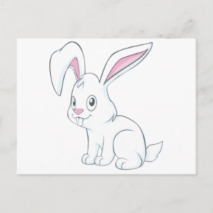 Carte Postale Lapin blanc souriant