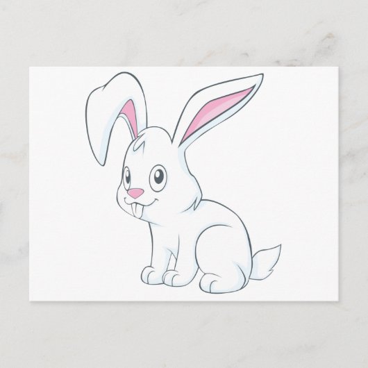 Carte Postale Lapin blanc souriant (Devant)