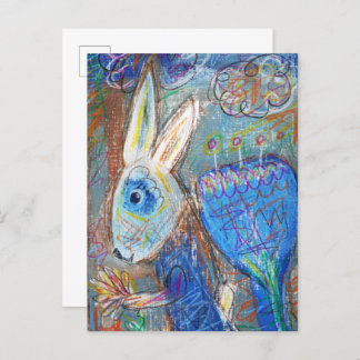 Carte Postale Lapin bleu