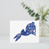 Carte Postale Lapin bleu avec fleur (Debout devant)