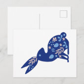 Carte Postale Lapin bleu avec fleur (Devant / Derrière)