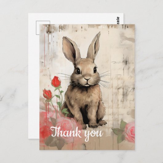 Carte Postale lapin brun Merci 16 (Devant / Derrière)