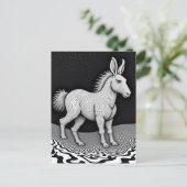 Carte Postale Lapin Cheval Créature Fantaisie Ridicule Noir et B (Debout devant)
