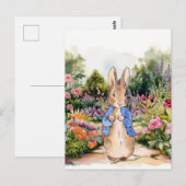 Carte Postale Lapin classique dans son jardin (Devant / Derrière)
