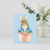 Carte Postale Lapin classique dans un pot de fleurs soufflant du (Debout devant)