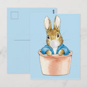 Carte Postale Lapin classique dans un pot de fleurs soufflant du (Devant / Derrière)