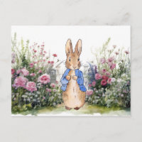 Lapin classique en bleu dans son jardin