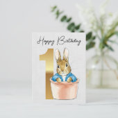 Carte Postale Lapin classique Premier anniversaire (Debout devant)