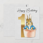 Carte Postale Lapin classique Premier anniversaire (Devant / Derrière)