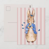 Carte Postale Lapin classique rayures rose et crème (Devant / Derrière)