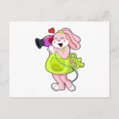 Carte Postale Lapin coiffeur avec sèche-cheveux (Devant)