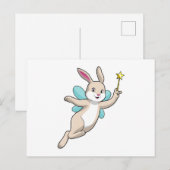 Carte Postale Lapin comme fée avec baguette magique (Devant / Derrière)