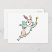 Carte Postale Lapin comme fée avec une baguette magique (Devant / Derrière)