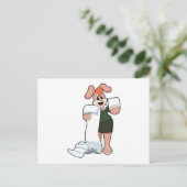 Carte Postale Lapin comme secrétaire avec papier (Debout devant)