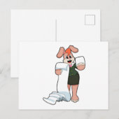 Carte Postale Lapin comme secrétaire avec papier (Devant / Derrière)