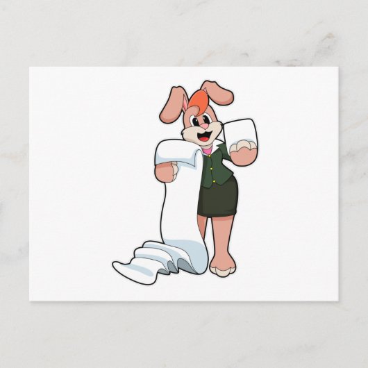 Carte Postale Lapin comme secrétaire avec papier (Devant)