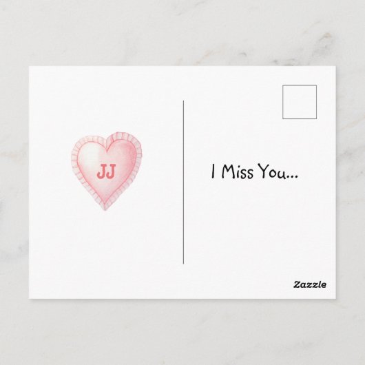 Carte Postale Lapin d'amour personnalisé à l'aquarelle douce (Dos)