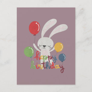 Carte Postale Lapin d'anniversaire jeu de mots : Joyeux Annivers