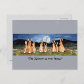Carte Postale Lapin dans la lune Aquarelle Whimsical Art (Devant / Derrière)