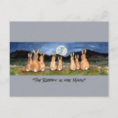 Carte Postale Lapin dans la lune Aquarelle Whimsical Art (Devant)