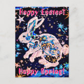 Carte Postale Lapin dans le ciel avec étoiles (Devant)