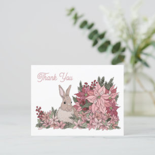 Carte Postale Lapin dans les fleurs Merci