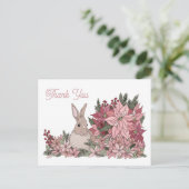 Carte Postale Lapin dans les fleurs Merci (Debout devant)
