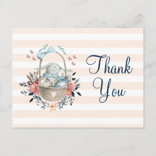 Carte Postale Lapin dans un panier avec Merci pour la fête de Pâ