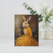Carte Postale Lapin dans une robe jaune (Debout devant)