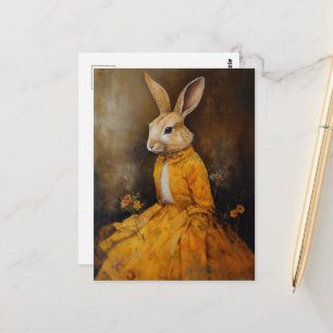 Carte Postale Lapin dans une robe jaune