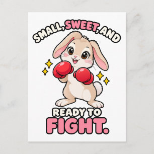 Carte Postale Lapin de boxe mignon prêt à se battre