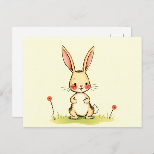 Carte Postale Lapin de dessin animé mignon (Devant / Derrière)