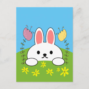Carte Postale Lapin de dessin animé mignon