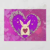 Carte Postale Lapin de la Saint Valentin avec coeur d'amour (Devant)