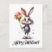 Carte Postale Lapin de la Saint-Valentin drôle et mignon (Devant)