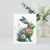 Carte Postale Lapin de lapin de puissance de fleurs (Debout devant)