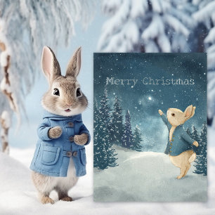 Carte Postale Lapin de Noël Peter Vintage