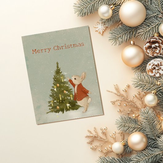 Carte Postale Lapin de Noël Peter Vintage