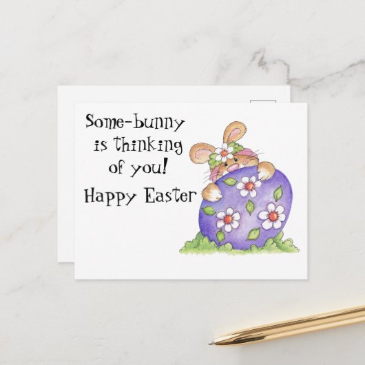 Carte Postale Lapin de Pâques (Devant/Arrière en situation)