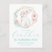 Carte Postale Lapin de Pâques aquarelle Fille Anniversaire Paste (Devant)