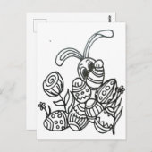 Carte Postale Lapin de Pâques avec oeufs (Devant / Derrière)